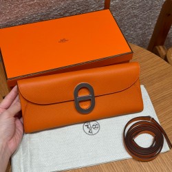 에르메스 Hermes Chaine d'Ancre To Go Epsom 93 Orange/silver