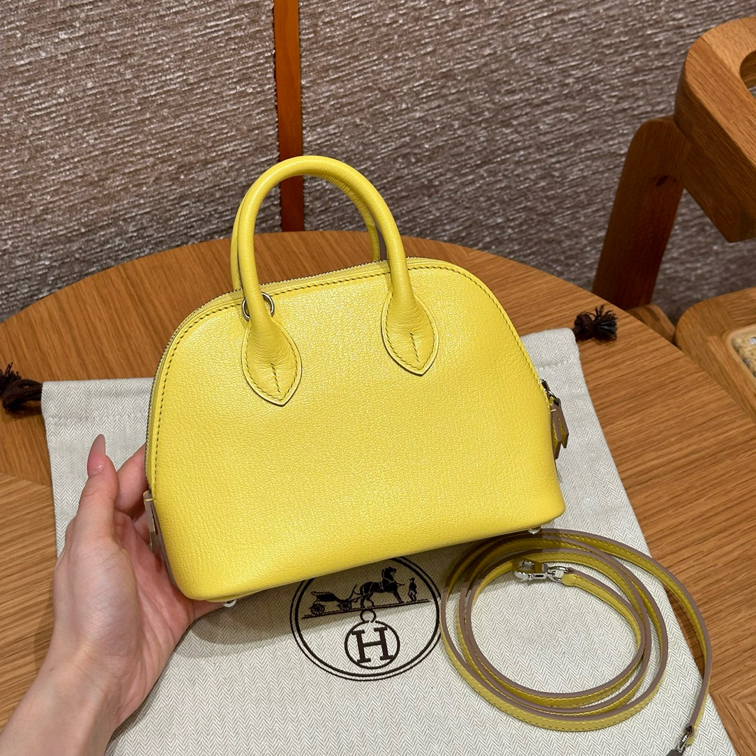 에르메스 Hermes Mini Bolide 18cm chèvre 9R Lime/silver