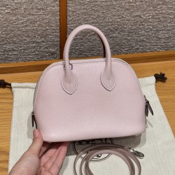 에르메스 Hermes Mini Bolide 18cm chèvre M7 Rose Darling/silver