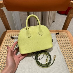 에르메스 Hermes Mini Bolide 18cm chèvre R9 Jaune Bourgeon/gold