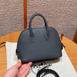 에르메스 Hermes Mini Bolide 18cm Evercolor H0 Gris Misty/silver