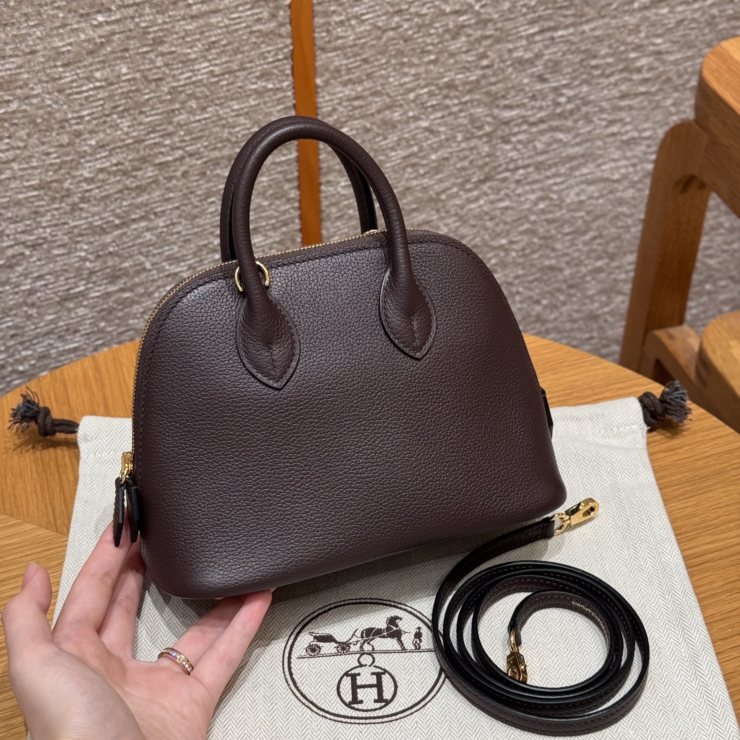에르메스 Hermes Mini Bolide 18cm Evercolor OG Rouge Sellier and 0D Rose Maxic/gold