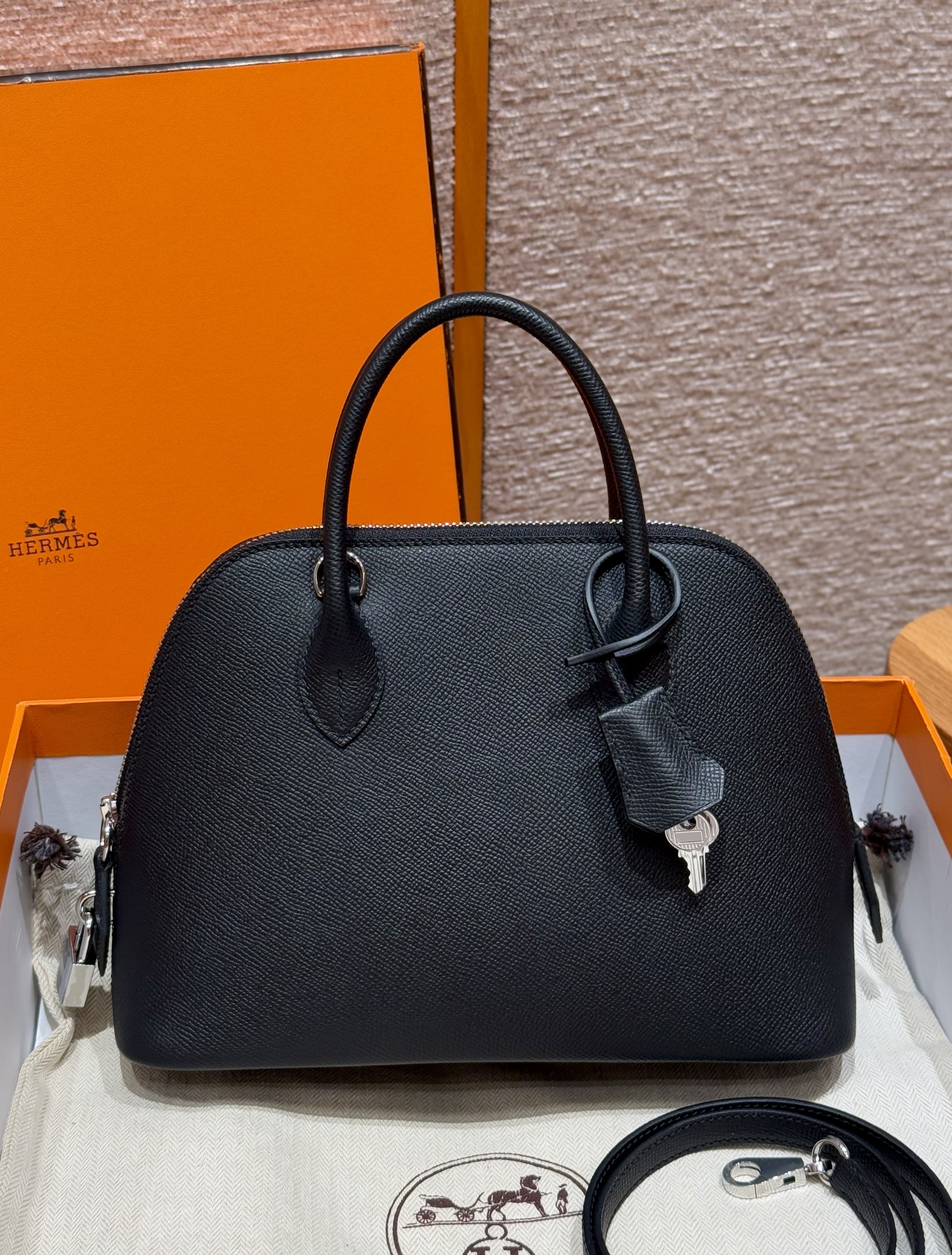 에르메스 Hermes Bolide 25cm Epsom 89 noir/silver