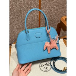 에르메스 Hermes Bolide 27cm Epsom 7N Celeste/gold