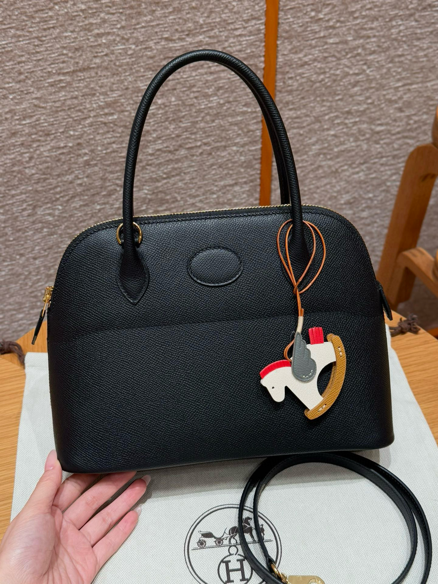 에르메스 Hermes Bolide 27cm Epsom 89 Noir/gold