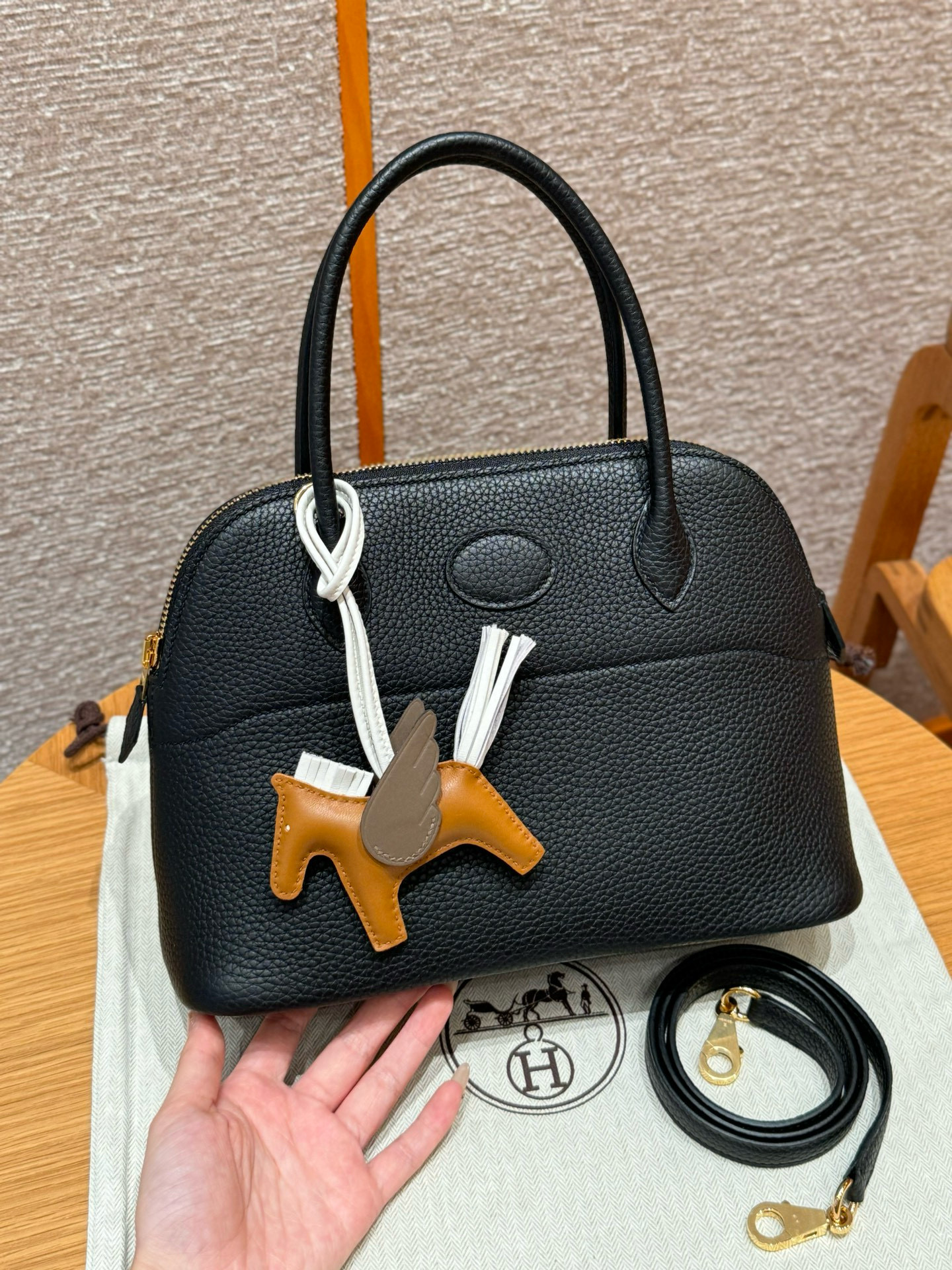 에르메스 Hermes Bolide 31cm Clemence 89 Noir/gold