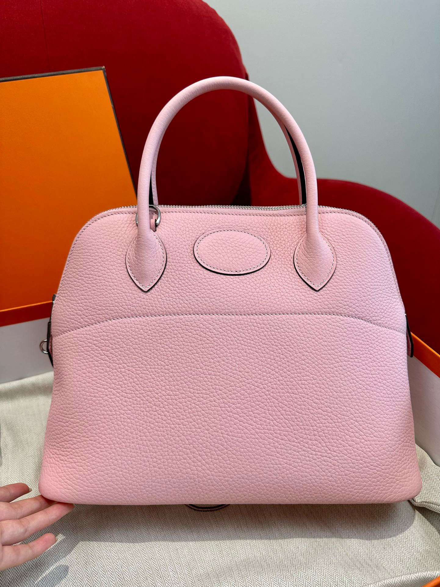 에르메스 Hermes Bolide 31cm Togo 3Q Rose Sakura/silver