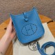 에르메스 Hermes Mini Evelyne 16cm clemence 2T Blue paradis/silver