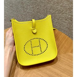 에르메스 Hermes Mini Evelyne 16cm clemence 9D Jaune amber/silver