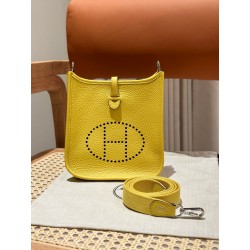 에르메스 Hermes Mini Evelyne 16cm clemence 9O Jaune de naples/silver