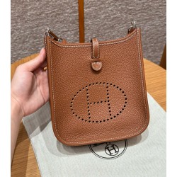 에르메스 Hermes Mini Evelyne 16cm clemence 37 Gold/silver