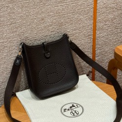 에르메스 Hermes Mini Evelyne 16cm clemence 46 Ebene/silver