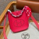 에르메스 Hermes Mini Evelyne 16cm clemence i6 Rose extreme/silver