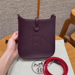 에르메스 Hermes Mini Evelyne 16cm clemence N5 Cassis/silver