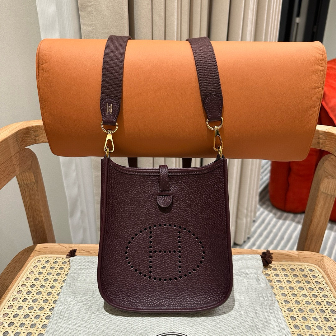 에르메스 Hermes Mini Evelyne 16cm clemence OG Rouge Sellier/gold
