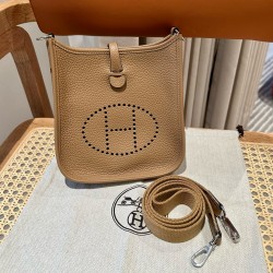 에르메스 Hermes Mini Evelyne 16cm clemence OM Chai/silver