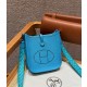 에르메스 Hermes Mini Evelyne 16cm clemence P3 Blue De Nord/silver