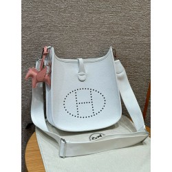 에르메스 Hermes Evelyne 29cm clemence 01 Blanc/silver