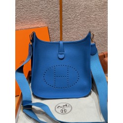 에르메스 Hermes Evelyne 29cm clemence 71 Blue France/gold