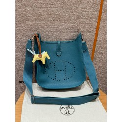 에르메스 Hermes Evelyne 29cm clemence 75 Blue Jean/silver