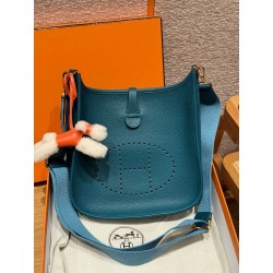 에르메스 Hermes Evelyne 29cm clemence W0 Vert Bosphore/gold