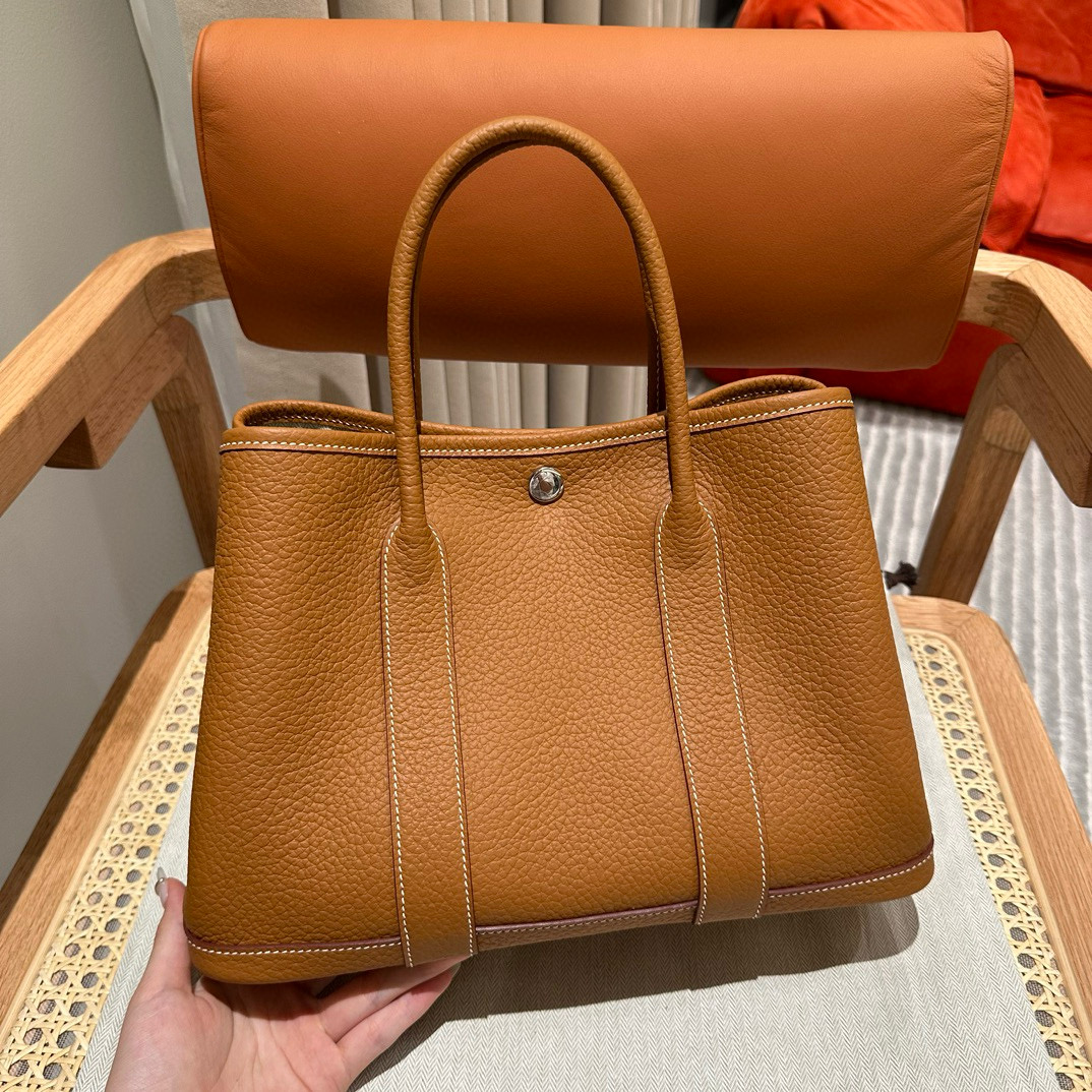 에르메스 Hermes Garden party 30cm Clemence 1H Toffee