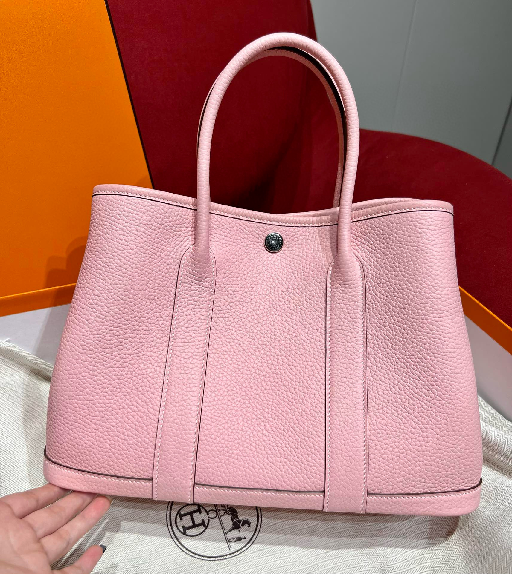 에르메스 Hermes Garden party 30cm Clemence 3Q Rose Sakura