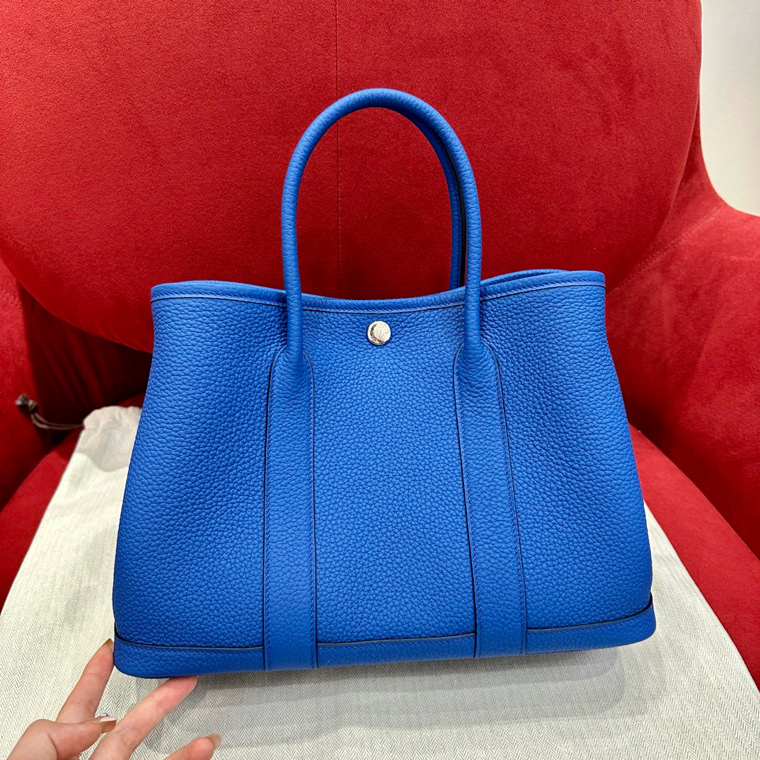 에르메스 Hermes Garden party 30cm Clemence 7Q  Blue Hydra