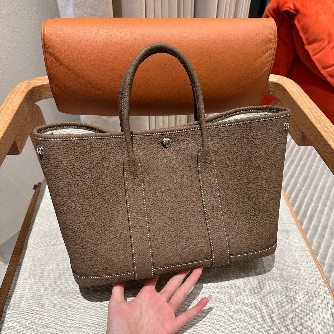 에르메스 Hermes Garden party 30cm Clemence 18 Etoupe