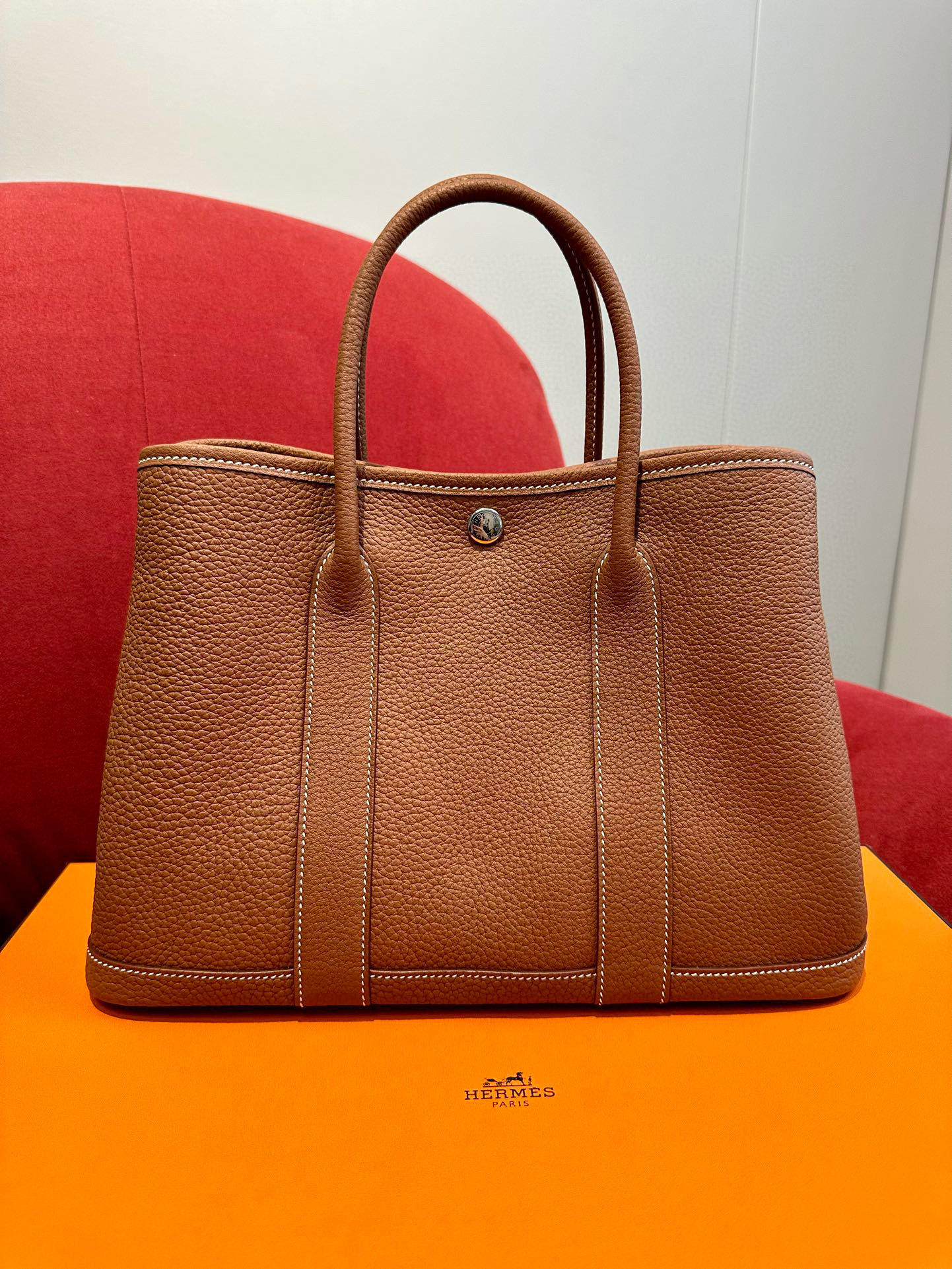 에르메스 Hermes Garden party 30cm Clemence 37 Gold