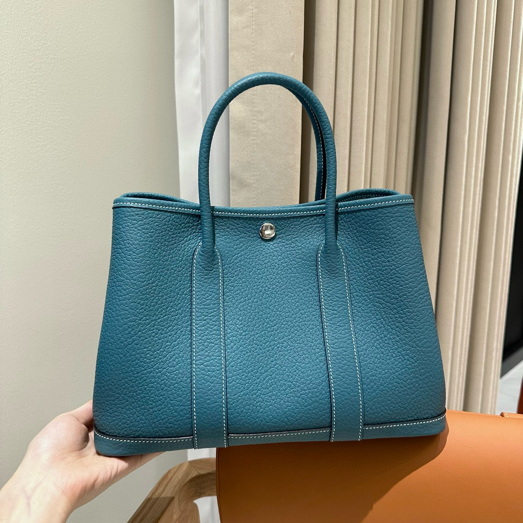 에르메스 Hermes Garden party 30cm Clemence 75 Blue Jean