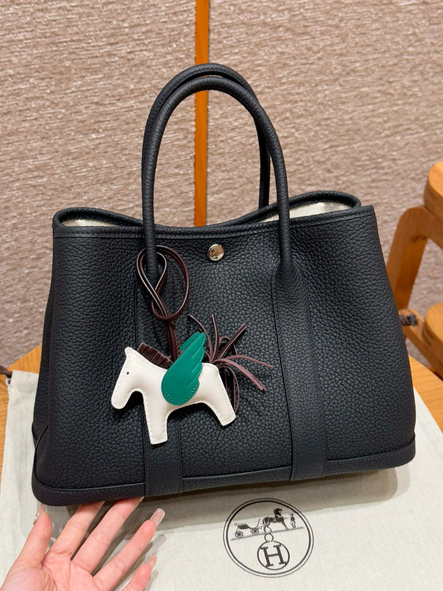 에르메스 Hermes Garden party 30cm vache country 2Z Blue niut