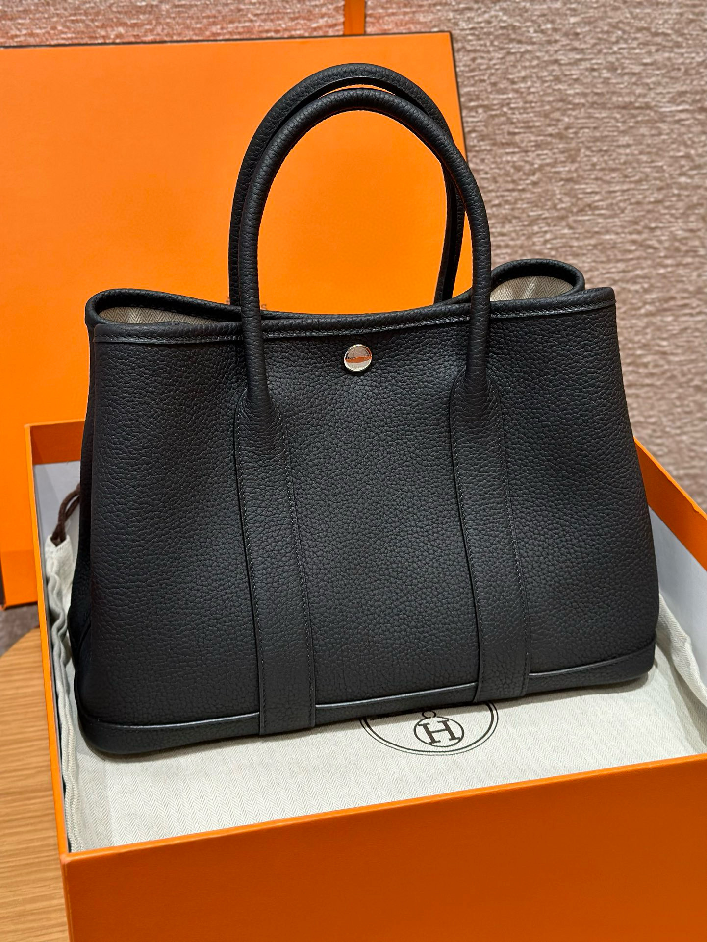 에르메스 Hermes Garden party 30cm vache country 89 Noir