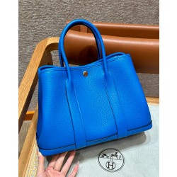에르메스 Hermes Garden party 30cm vache country T7 Blue Hydra