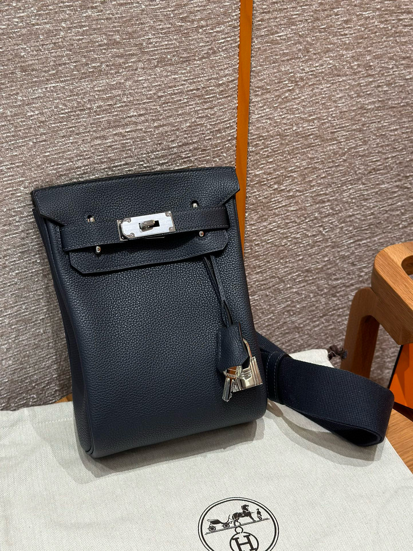 에르메스 Hermes Hac a dos 28cm Togo 76 Blue indigo/silver