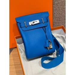 에르메스 Hermes Hac a dos 28cm Togo T7 Blue Hydra/silver