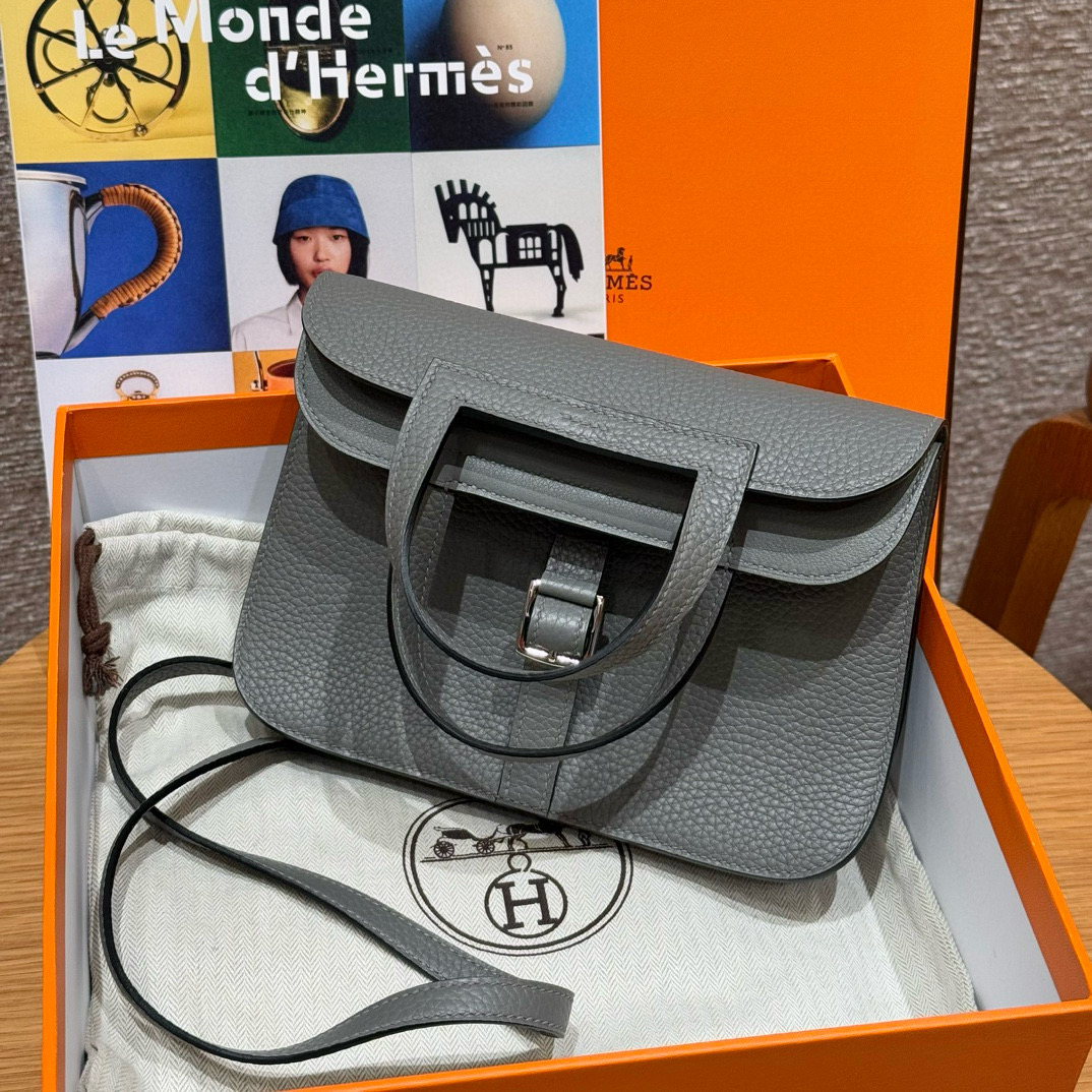 에르메스 Hermes Halzan 22cm clemence 0L Girs Meyer/silver
