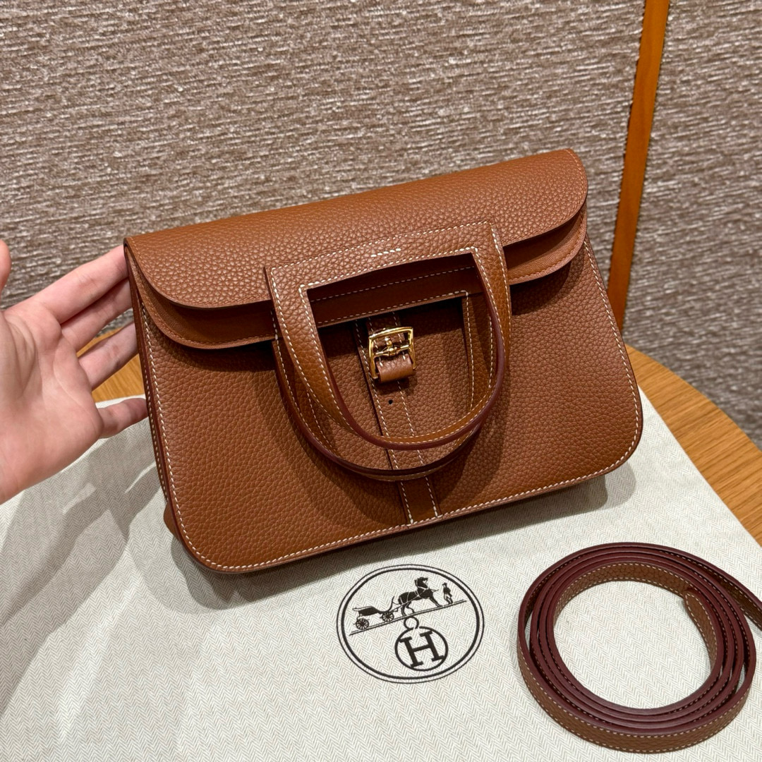 에르메스 Hermes Halzan 22cm clemence 37 Gold/gold
