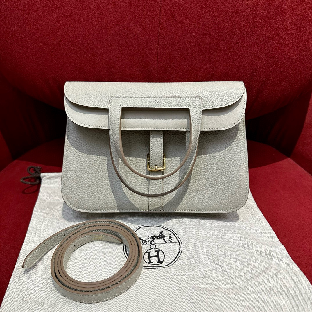 에르메스 Hermes Halzan 25cm Togo 8L beton/gold