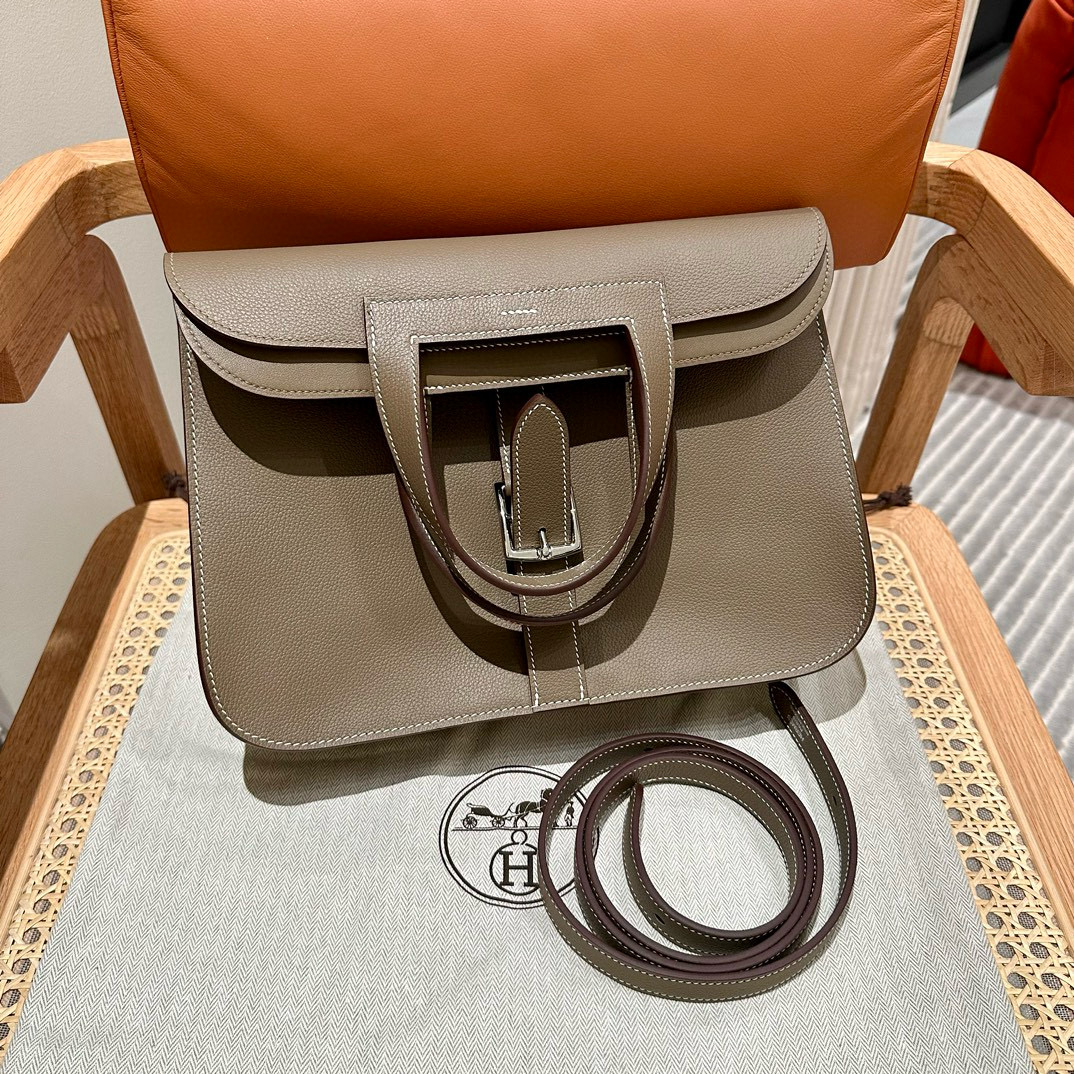 에르메스 Hermes Halzan 31cm Swift 18 Etoupe/silver