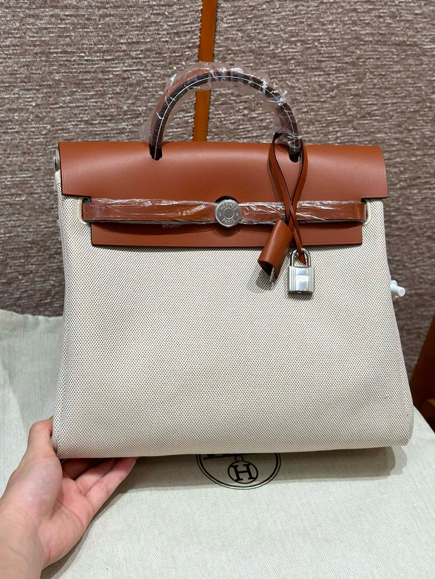 르메스 Hermes Herbag 31cm Coffee/silver