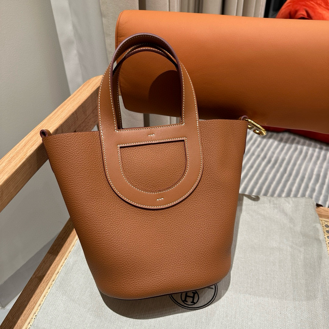 에르메스 Hermes in the loop 18cm Clemence 1H Toffee/gold