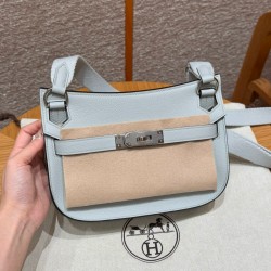 에르메스 Hermes Jypsiere mini 23cm evercolor 08 Blue pale/silver