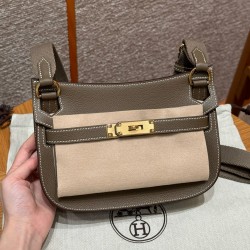 에르메스 Hermes Jypsiere mini 23cm evercolor 18 Etoupe/gold