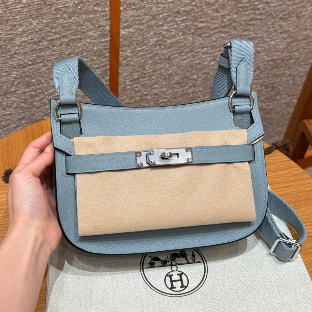 에르메스 Hermes Jypsiere mini 23cm evercolor J7 Blue Lin/silver