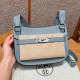 에르메스 Hermes Jypsiere mini 23cm evercolor J7 Blue Lin/silver