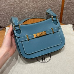 에르메스 Hermes Jypsiere mini 23cm Swift 75 Blue Jean/gold