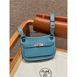 에르메스 Hermes Jypsiere mini 23cm Swift 75 Blue Jean/silver