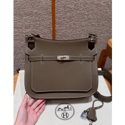 에르메스 Hermes Jypsiere 28cm clemence 18 Etoupe/silver