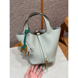 에르메스 Hermes Picotin lock 18cm clemence 0W Gris neve/gold